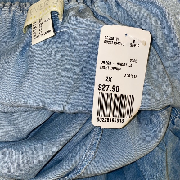 🆕Forever21 Off the Shoulder Denim Peasant Dress - Picture 6 of 6